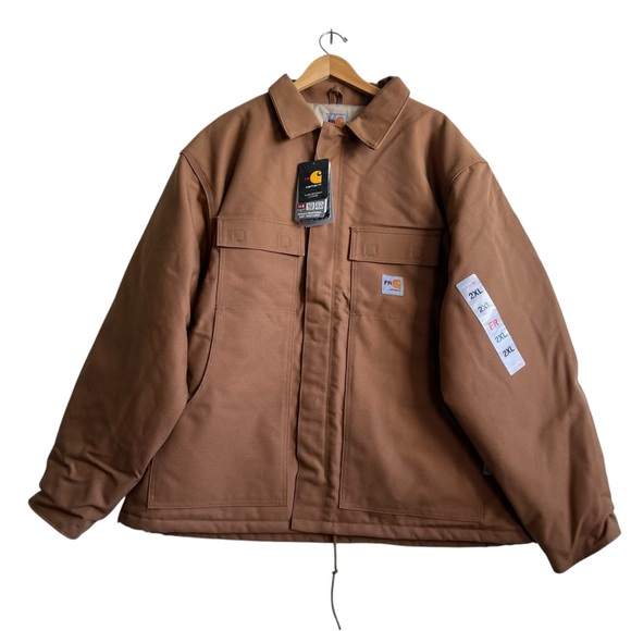 Carhartt FACTORY 2NDS FR Quilted Brown Duck Men's 2XL Jacket Heavy Weight Coat - Picture 1 of 16